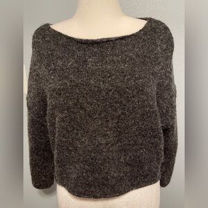 Zara Dark Gray Knit Sweater Wool Blend Cozy Minimalist Pullover Boxy Small